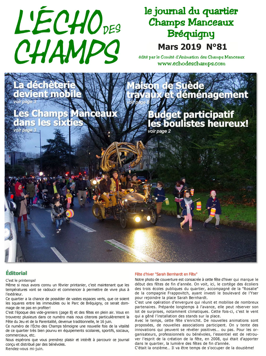Echo-mars2019 Le journal du quartier Champs Manceau - Bréquigny